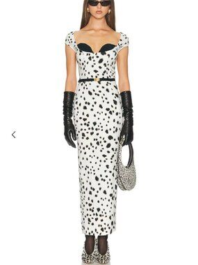 NWT Rowen Rose Sleeveless Long Dress in Black Dalmation size 36 / US 2